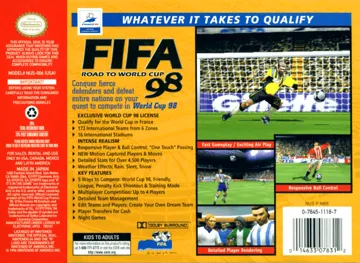 FIFA - Road to World Cup 98 (USA) (En,Fr,De,Es,It,Nl,Sv) box cover back